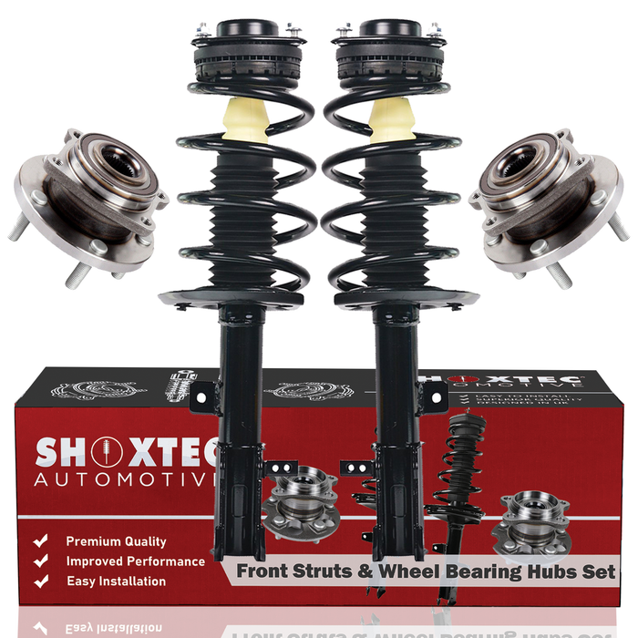 Shoxtec Front Struts Wheel Bearing Hubs Set Replacement for 2008 - 2014 Dodge Avenger FWD; 2007 - 2010 Chrysler Sebring FWD Repl. Part No. 171131 171130 513263
