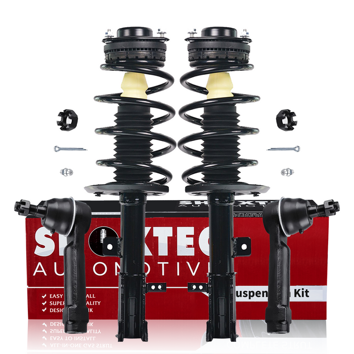 Shoxtec 4pc Front Suspension Shock Absorber Kits Replacement for 08-14 Dodge Avenger 07-10 Chrysler Sebring Includes 2 Complete Struts 2 Outer Tie Rod Ends