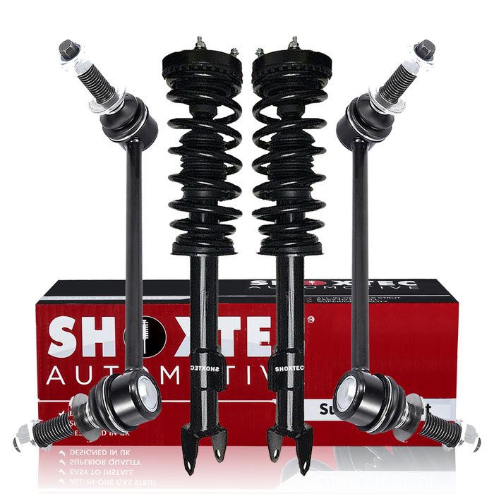 Shoxtec 4pc Front Suspension Shock Absorber Kits Replacement for 2006-2010 Dodge Charger 2006 Dodge Magnum RWD Only Includes 2 Complete Struts 2 Front Upper Control Arm and Ball Joint Assembly