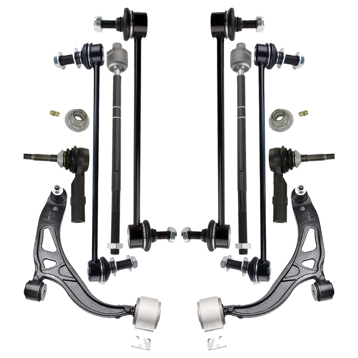 Shoxtec 10pc Suspension Kit Replacement for 2011 - 2013 Ford Explorer Includes 2 Complete Struts 2 Sway Bars 2 Inner 2 Outer Tie Rod Ends 2 Lower Control Arms and Ball Joints