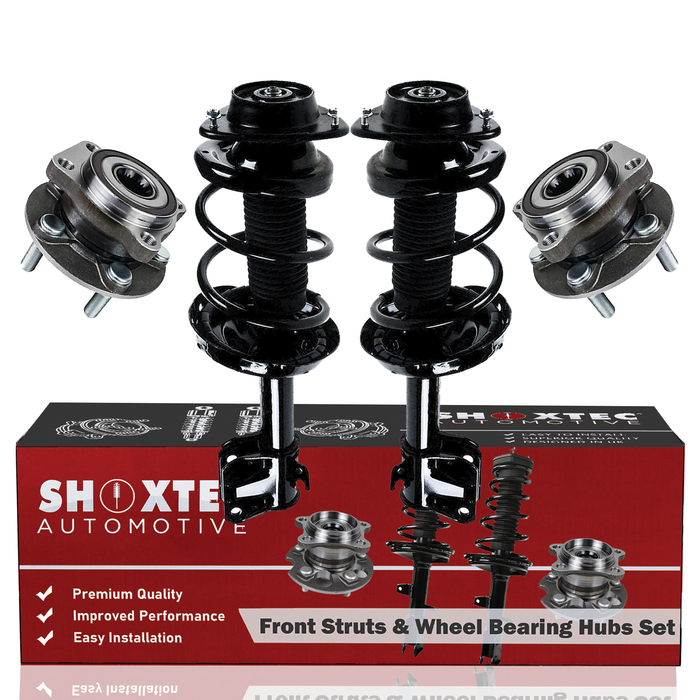 Shoxtec Front Struts Wheel Bearing Hubs Set Replacement for 2009 2010 2011 2012 2013 Subaru Forester; 2.5L H4; Naturally Aspirated Only Repl Part No. 172679 172678 513303