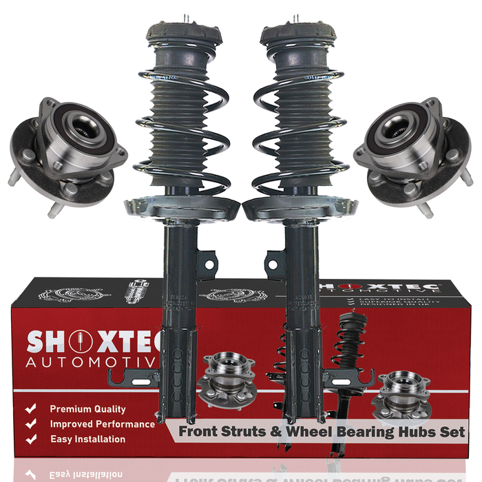 Shoxtec Front Struts Wheel Bearing Hubs Set Replacement for 2011 2012 Chevrolet Cruze; 1.8L I4; Front Wheel Drive Repl Part No. 2333414LR 513315