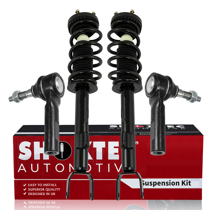 Shoxtec 4pc Front Suspension Shock Absorber Kits Replacement for 2012-2019 Chrysler 300 2012-2019 Dodge Challenger 2012-2017 Dodge Charger Includes 2 Complete Struts 2 Front Outer Tie Rod Ends