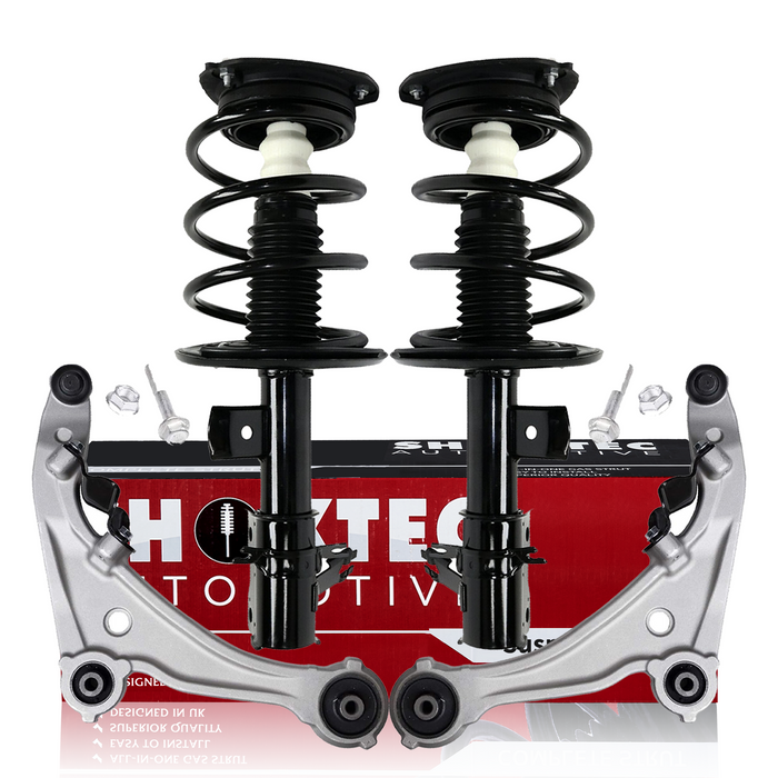 Shoxtec 4pc Front Suspension Shock Absorber Kits Replacement for 2007-2012 Nissan Altima 2.5L L4 Engine All Sedan models S Coupe models includes 2 Complete Struts 2 Front Lower Control Arm and Ball Joint