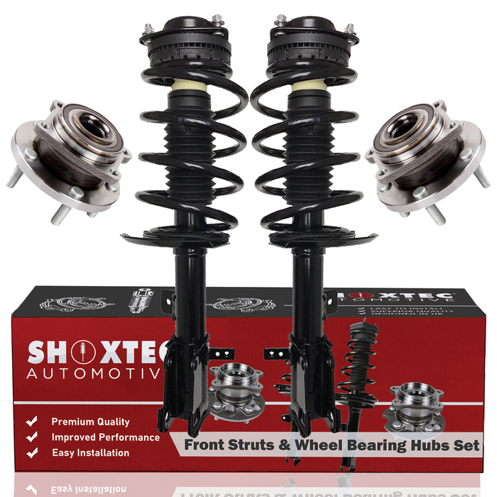 Shoxtec Front Struts Wheel Bearing Hubs Set Replacement for 2011-2014 Chrysler 200 3.6L V6 Sedan Repl. Part No. 371131 371130 513263