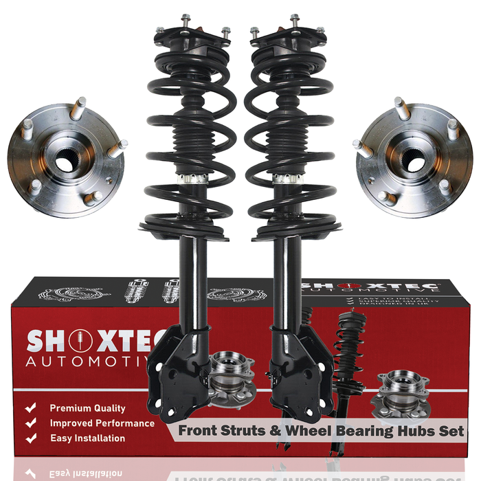 Shoxtec Front Struts Wheel Bearing Hubs Set Replacement for 2011 2012 2013 2014 Ford Edge SubModel with 3.5L V6; 3.7L V6 Engine Repl. Part No. 372889 372888 513275