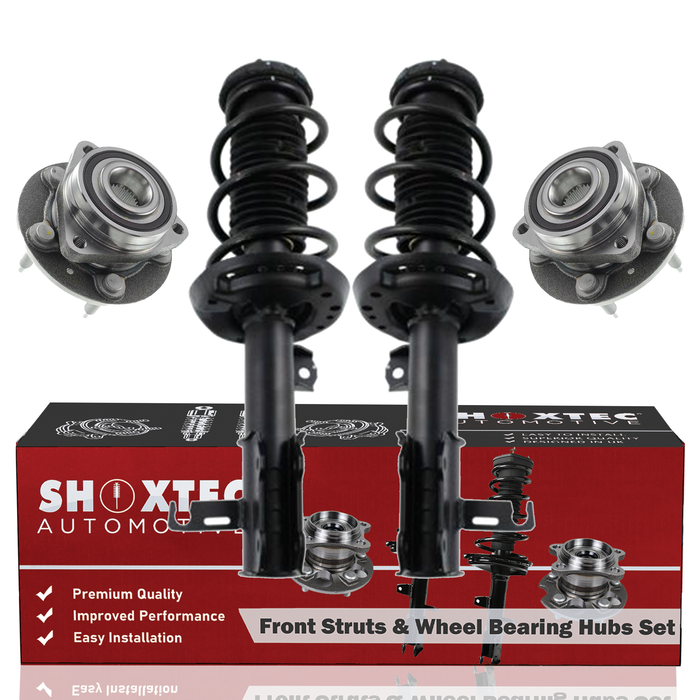Shoxtec Front Struts Wheel Bearing Hubs Set Replacement for 2013-2016 Buick Verano 2.0L engine Repl Part No. 472664 472663 513316