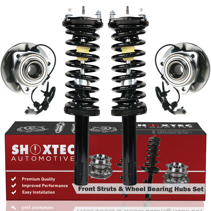 Shoxtec Front Struts Wheel Bearing Hubs Set Replacement for 2005 - 2010 Jeep Grand Cherokee 4WD Repl. Part No. 571377LR 513234