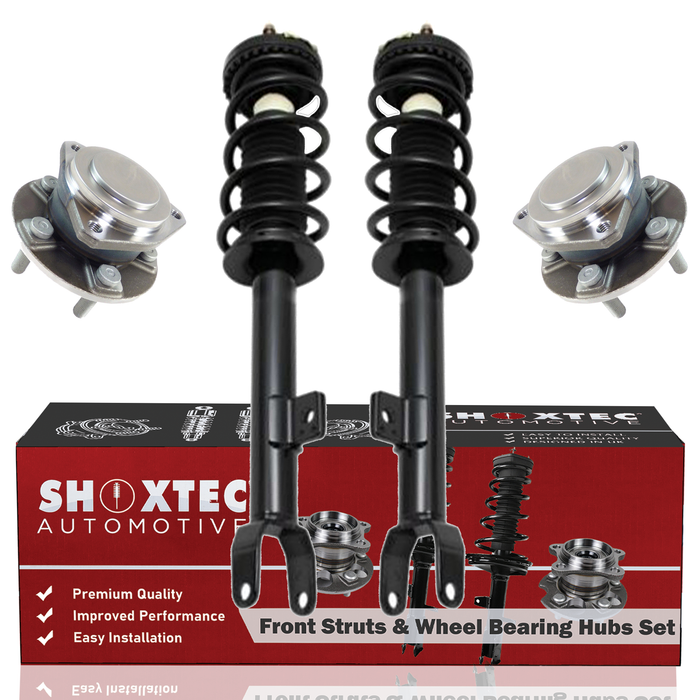 Shoxtec Front Struts Wheel Bearing Hubs Set Replacement for 2012-2019 Chrysler 300 RWD; Submodel C with V8 5.7L engine; Submodel Limited with V6 3.6L engine Repl Part No. 672665 513325