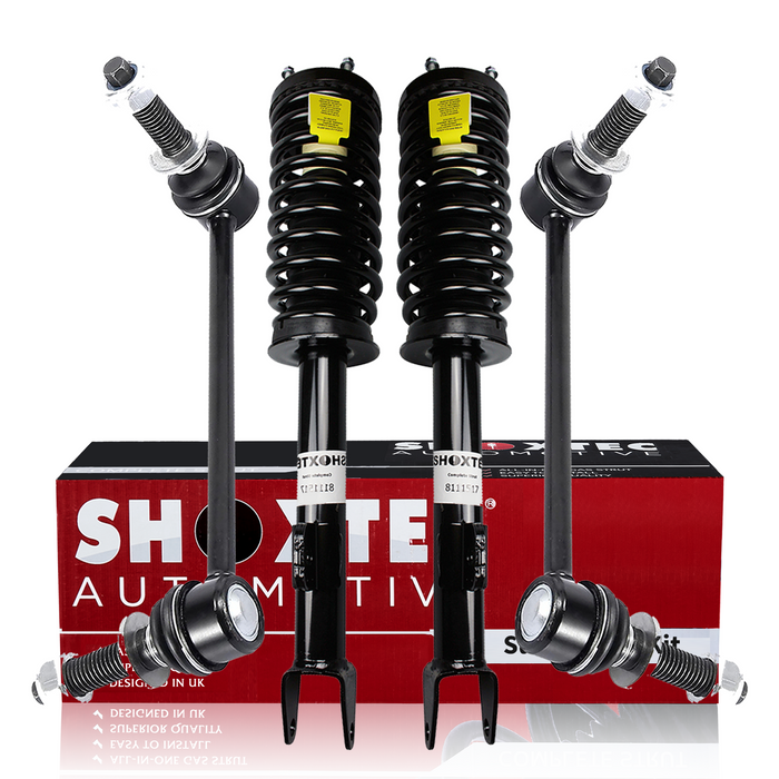 Shoxtec 4pc Front Suspension Shock Absorber Kits Replacement for 05-10 Chrysler 300 06-10 Dodge Charger 05-08 Dodge Magnum Includes 2 Complete Struts 2 Front Sway Bars End Link