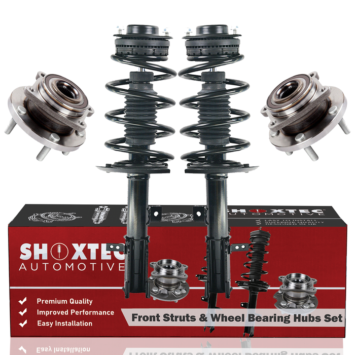 Shoxtec Front Struts Wheel Bearing Hubs Set Replacement for 2008-2010 Chrysler Sebring Convertible; Replacement for 2011-2014 Chrysler 200 Convertible Repl. Part No. 172332 172333 513263