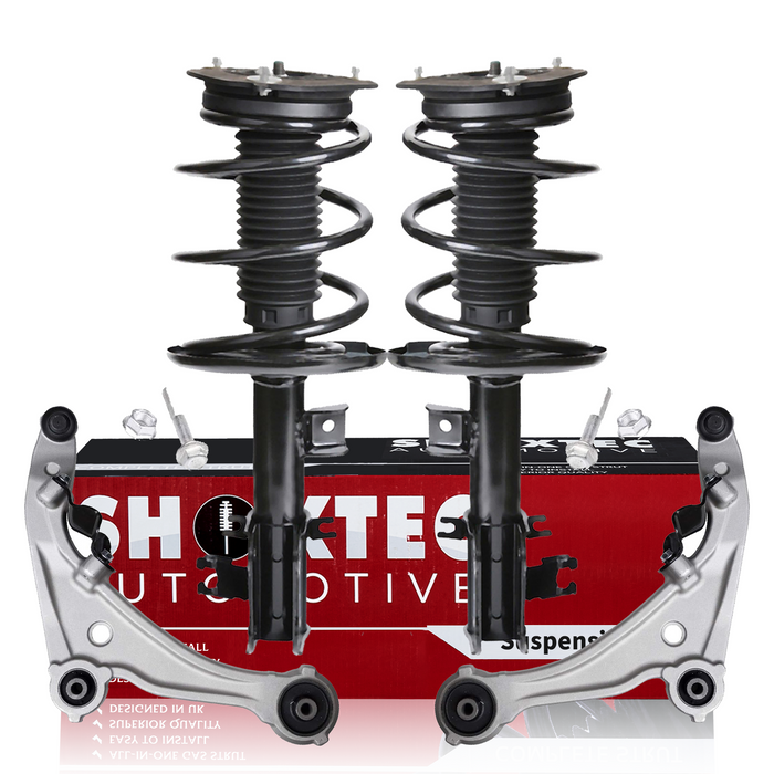 Shoxtec 4pc Front Suspension Shock Absorber Kits Replacement for 2007-2012 Nissan Altima V6 Engine includes 2 Complete Struts 2 Front Lower Control Arm and Ball Joint