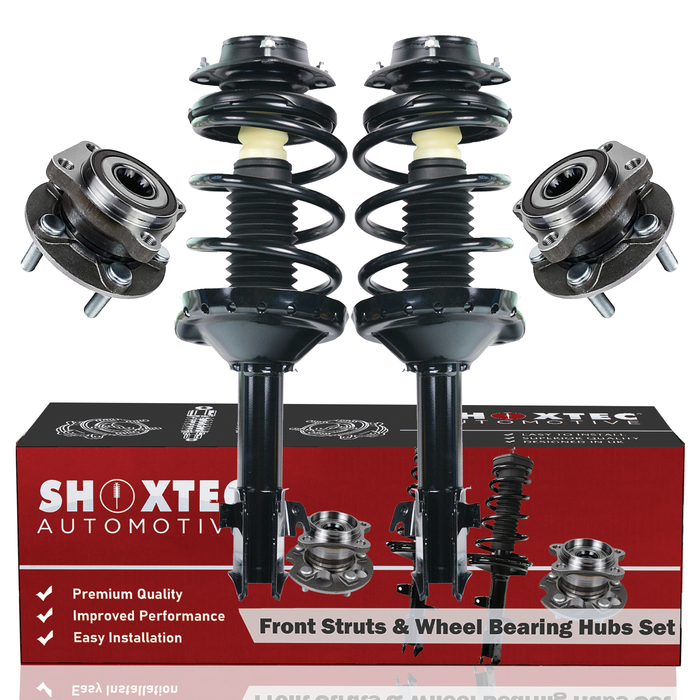 Shoxtec Front Struts Wheel Bearing Hubs Set Replacement for 2009 2010 2011 2012 2013 Subaru Forester Turbocharged Models Only Repl Part No. 272679 272678 513303