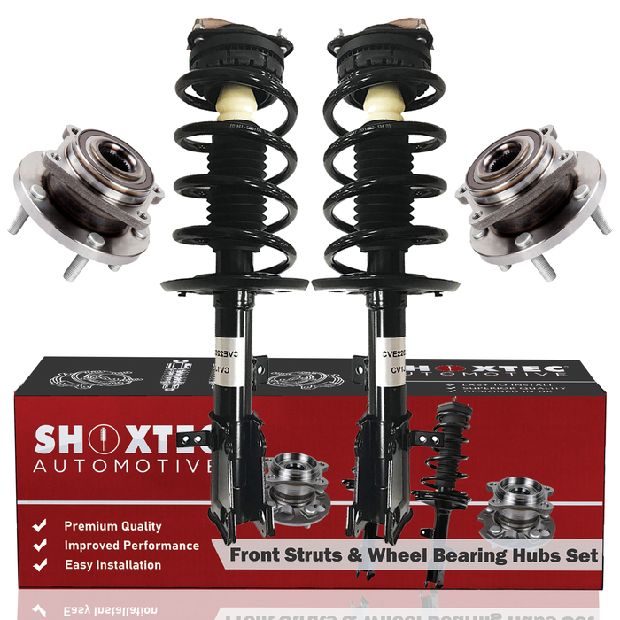 Shoxtec Front Struts Wheel Bearing Hubs Set Replacement for 2011-2014 Chrysler 200 2.4L L4 Sedan 2007-2010 Chrysler Sebring; Replacement for 2008-2014 Dodge Avenger Repl. Part No. 271131 271130 513263