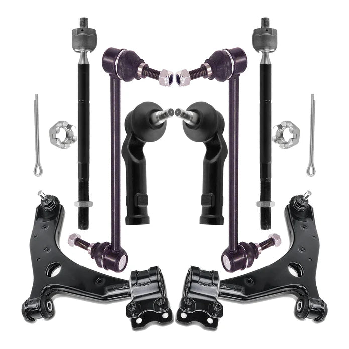 Shoxtec 8pc Suspension Kit Replacement for 2004-2009 Mazda 3 Includes 2 Sway Bars 2 Inner&Outer Tie Rod Ends 2 Lower Control Arms and Ball Joints Assembly