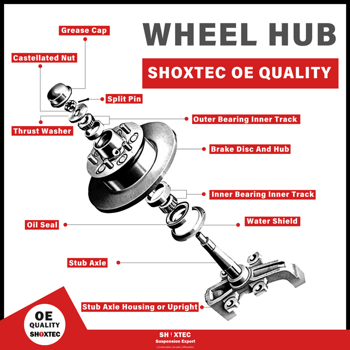 Shoxtec Front Pair Wheel Bearing Hub Assembly Compatible with 2000-2004 Ford F-150 4WD; Compatible with 2004 Ford F-150 Heritage 4WD Repl Part No. 515029