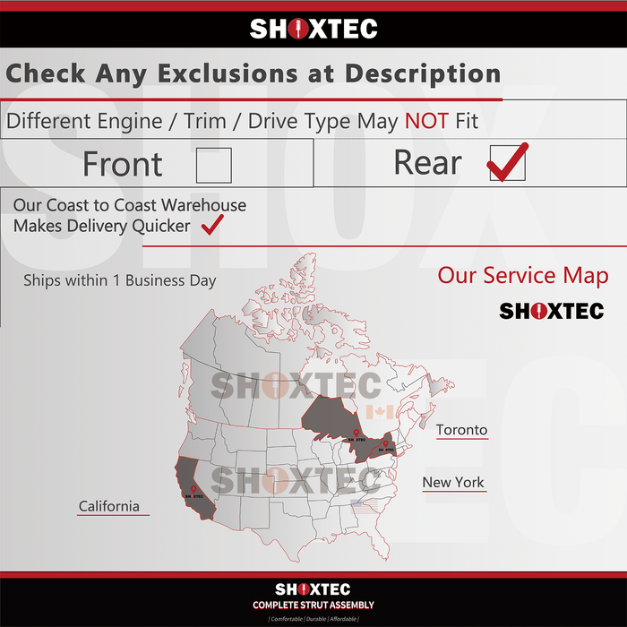 Shoxtec Rear Left/Right Complete Struts Replacement for 2009-2013 Ford F-150, FX4, King Ranch, Lariat, Platinum, STX, XL, XLT; 4WD, Repl. Part No.911302/550062