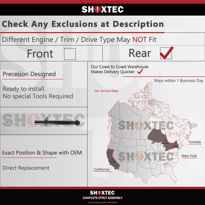 Shoxtec Rear Shock Absorber Replacement for 1995-1998 Buick Skylark; Replacement For 1995-1996 Chevrolet Beretta, Corsica;Replacement For 1995-1998 Oldsmobile Achieva;Replacement For 1995-1998 Pontiac Grand Am, Repl No. 5970