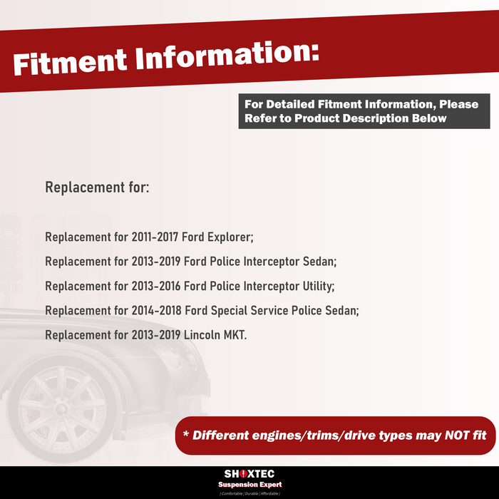 Shoxtec Front Inner Tie Rod End 2pc Replacement for 11-17 Ford Explorer 13-19 Ford Police Interceptor 13-16 Ford Police Interceptor 14-18 Ford Special Service Police 13-19 Lincoln MKT