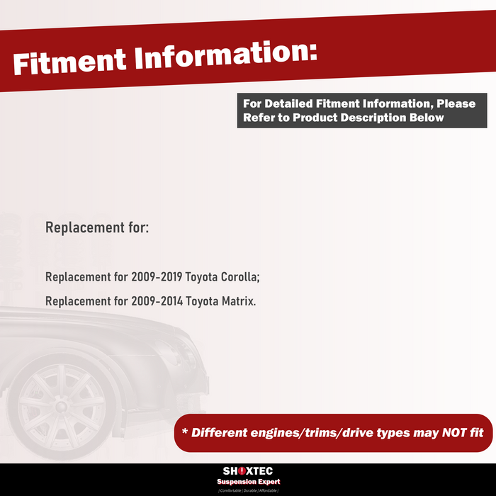 Shoxtec Inner Tie Rod End 2pc Passenger Side and Driver Side Replacement for 09-19 Toyota Corolla 09-14 Toyota Matrix