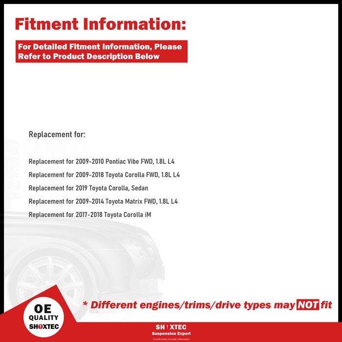 Shoxtec Rear Wheel Bearing Hub Assembly Replacement for 2009-2010 Pontiac Vibe 2009-2019 Toyota Corolla 2009-2014 Toyota Matrix FWD Only Repl. no 512403