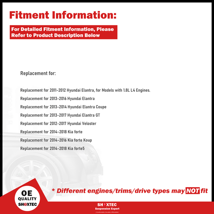 Shoxtec Rear Wheel Bearing Hub Assembly Replacement for 2011-2017 Hyundai Elantra 2012-2017 Hyundai Veloster 2014-2018 Kia forte 2014-2018 Kia forte5 Repl. no 512492