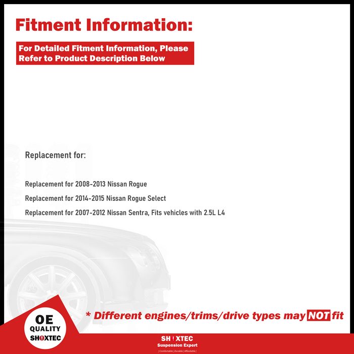 Shoxtec Front Wheel Bearing Hub Assembly Replacement for 2008-2013 Nissan Rogue Replacement for 2014-2015 Nissan Rogue Select Replacement for 2007-2012 Nissan Sentra Repl. no 513298