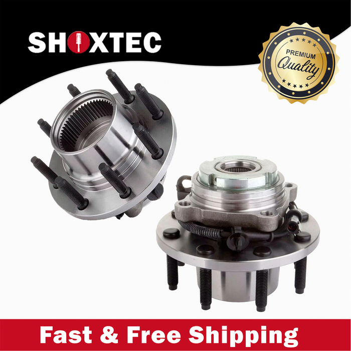 Shoxtec Front Pair Wheel Bearing Hub Assembly Compatible with 1999-2004 Ford F-250 Super Duty 4WD; Compatible with 1999-2004 Ford F-350 Super Duty Repl Part No. 515020