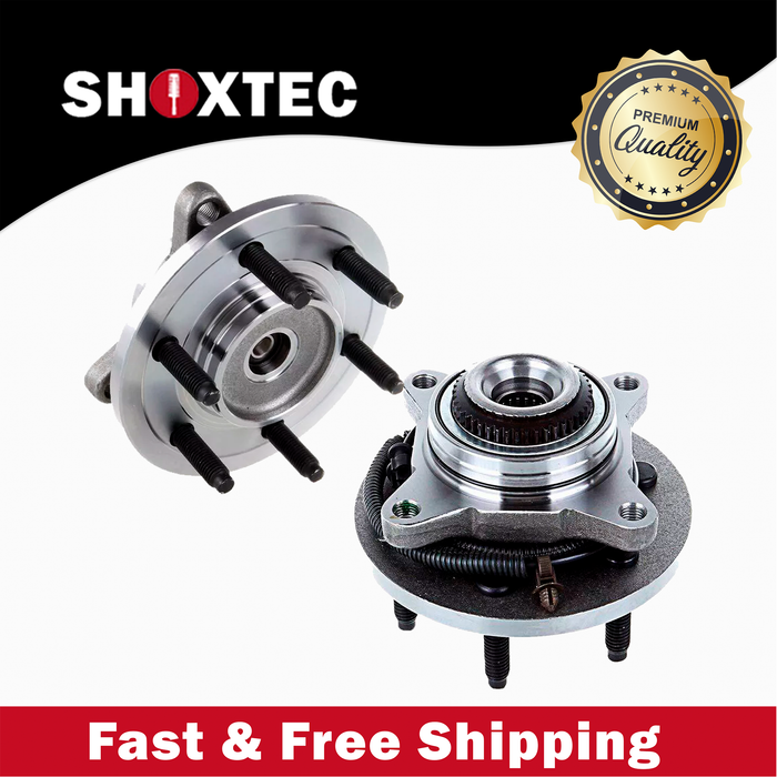 Shoxtec Front Pair Wheel Bearing Hub Assembly Compatible with 2005-2008 Ford F-150 4WD; Compatible with 2006-2008 Lincoln Mark LT 4WD Repl Part No. 515079