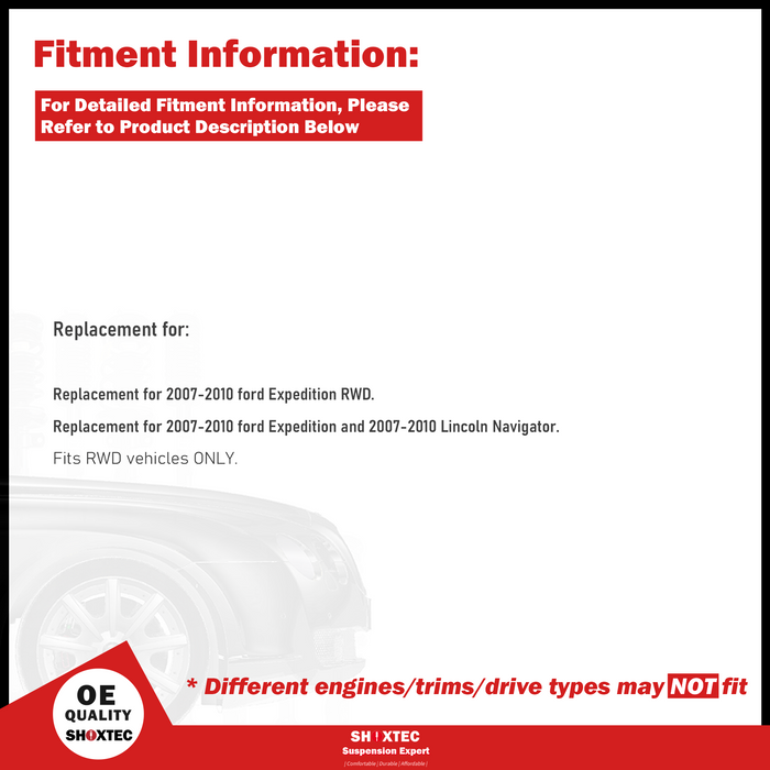 Shoxtec Front Wheel Bearing Hub Assembly Replacement for 2007-2010 Ford Expedition RWD Replacement for 2007-2010 Ford Expedition and 2007-2010 Lincoln Navigator Fit RWD Only Repl. no 515094