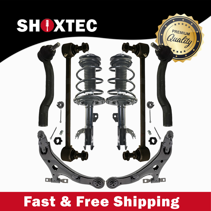 Shoxtec 8pc Suspension Kit Replacement for 2012-2014 Toyota Camry SE Model Only Includes 2 Complete Struts 2 Sway Bars 2 Outer Tie Rod Ends 2 Control Arms