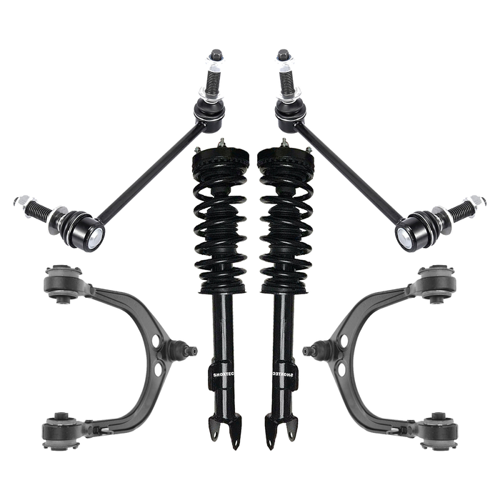 Shoxtec 6pc Suspension Kit Replacement for 06-10 Dodge Charger 06 Dodge Magnum Includes 2 Complete Struts 2 Sway Bars 2 Upper Control Arms