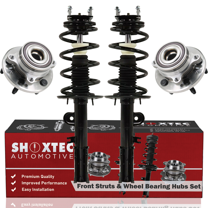 Shoxtec Front Struts Wheel Bearing Hubs Set Replacement for 2011 - 2013 Ford Explorer FWD Repl. Part No. 172621 172620 512460
