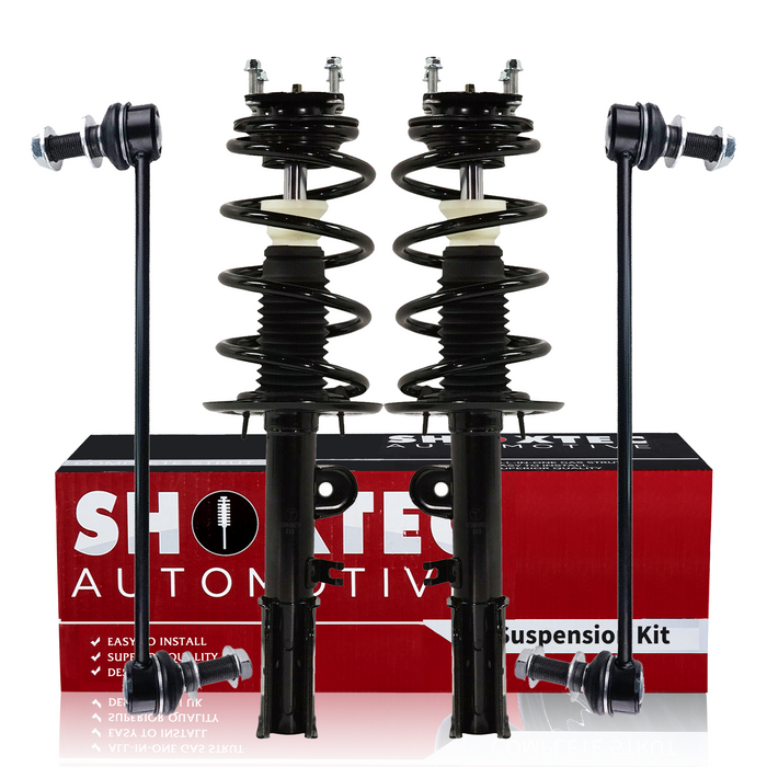 Shoxtec 4pc Front Suspension Shock Absorber Kits Replacement for 2011-2013 Ford Explorer FWD Only Fits manufactured up to Sept. 04, 2012 Includes 2 Complete Struts 2 Front Sway Bar End Link