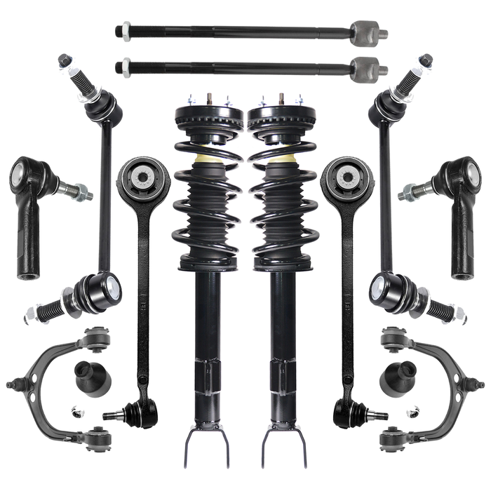Shoxtec Front End 12pc Suspension Kit Replacement for 12-19 Dodge Challenger 12-17 Dodge Charger Includes 2 Complete Struts 2 Sway Bars 2 Inner Tie Rods 2 Outer Tie Rods 2 Upper&Lower Control Arms