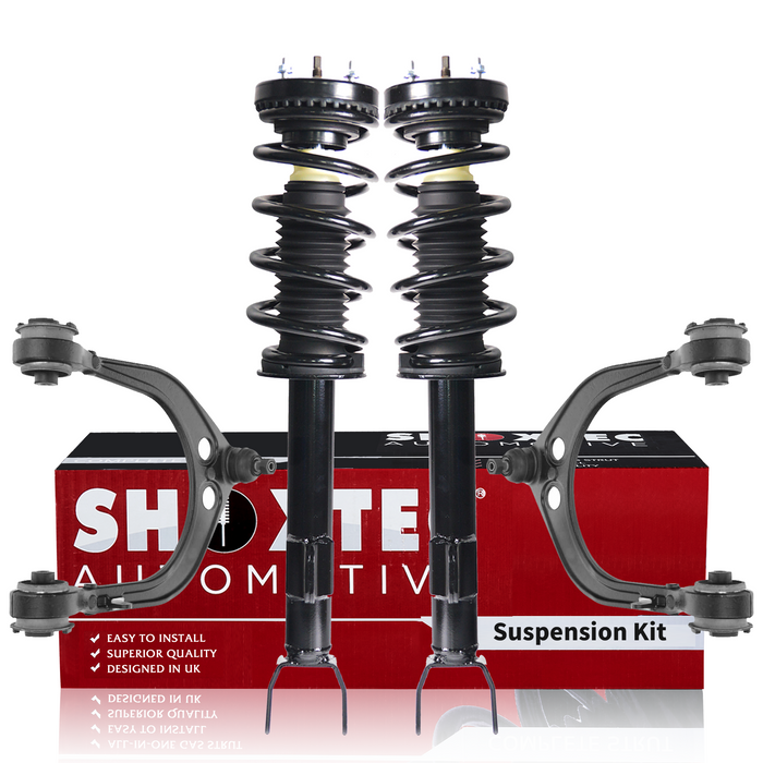 Shoxtec 4pc Front Suspension Shock Absorber Kits Replacement for 2012-2019 Dodge Challenger Includes 2 Complete Struts 2 Front Upper Control Arm and Ball Joint Assembly
