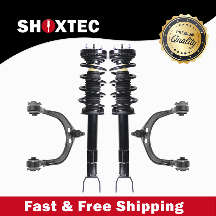 Shoxtec 4pc Front Suspension Shock Absorber Kits Replacement for 2012-2019 Dodge Challenger Includes 2 Complete Struts 2 Front Upper Control Arm and Ball Joint Assembly