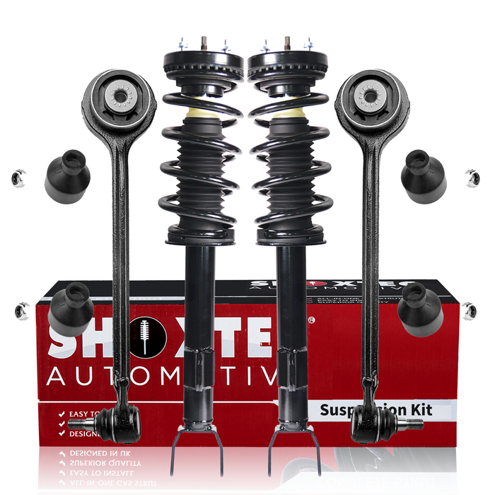 Shoxtec 4pc Front Suspension Shock Absorber Kits Replacement for 2012-2019 Dodge Challenger Includes 2 Complete Struts 2 Front Control Arm and Ball Joint Assembly