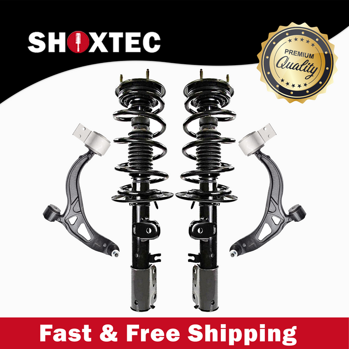 Shoxtec 4pc Front Suspension Shock Absorber Kits Replacement for 2013-2019 Ford Explorer Includes 2 Complete Struts 2 Front Lower Control Arms and Ball Joint Assembly