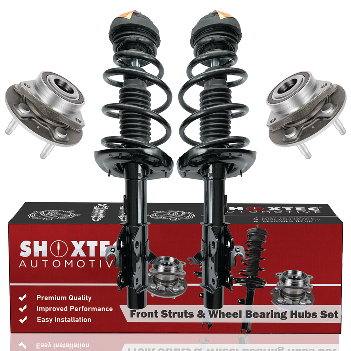 Shoxtec Front Struts Wheel Bearing Hubs Set Replacement for 2013-2015 Chevrolet Camaro SS submodel with 6.2L V8 engine without Performance Package Repl. Part No. 172915 172914 513282