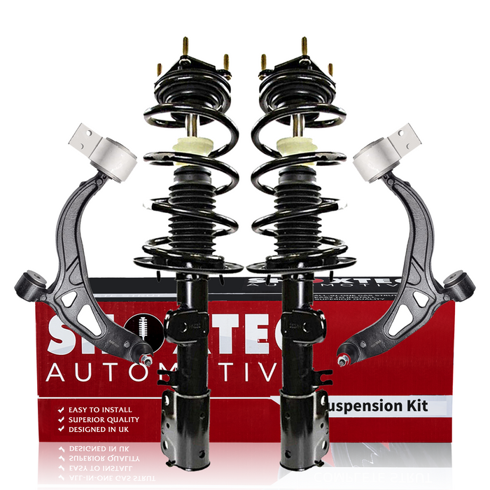 Shoxtec 4pc Front Suspension Shock Absorber Kits Replacement for 2011-2013 Ford Explorer AWD Only Includes 2 Complete Struts 2 Front Lower Control Arms and Ball Joint Assembly