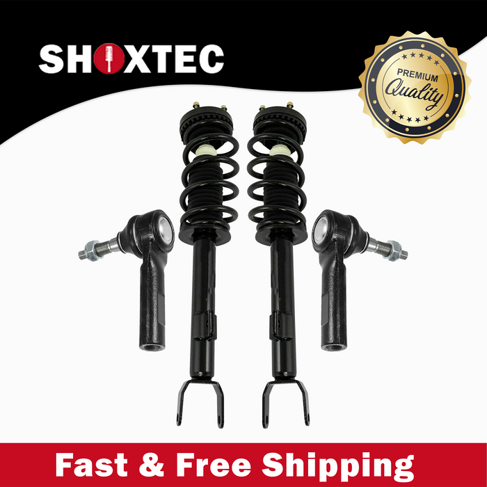 Shoxtec 4pc Front Suspension Shock Absorber Kits Replacement for 2012-2019 Chrysler 300 2012-2019 Dodge Challenger 2012-2017 Dodge Charger Includes 2 Complete Struts 2 Front Outer Tie Rod Ends