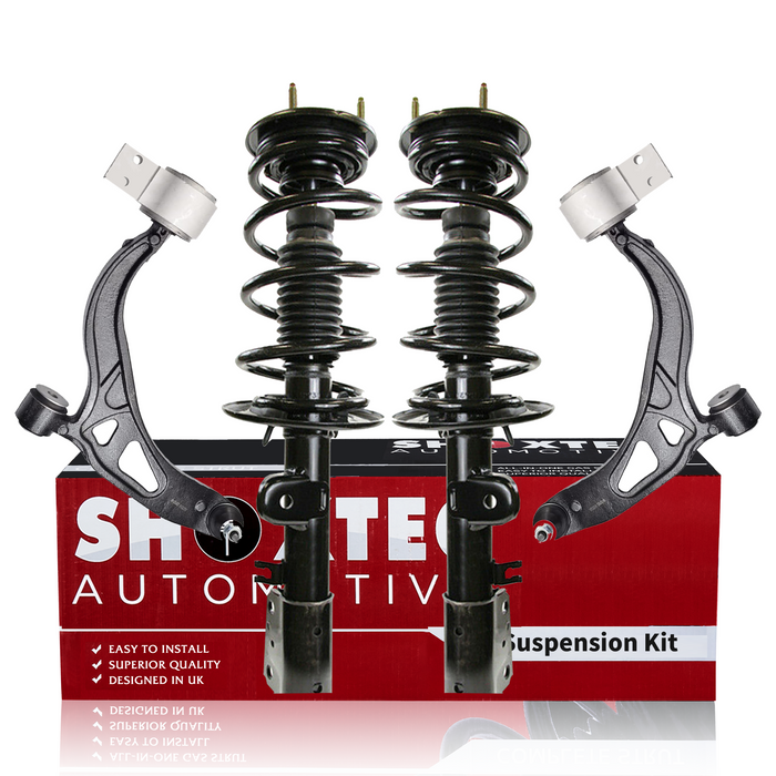 Shoxtec 4pc Front Suspension Shock Absorber Kits Replacement for 2013-2018 Ford Explorer Includes 2 Complete Struts 2 Front Lower Control Arm and Ball Joint Assembly
