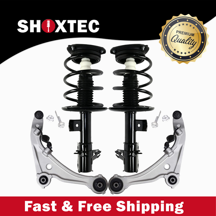 Shoxtec 4pc Front Suspension Shock Absorber Kits Replacement for 2007-2012 Nissan Altima 2.5L L4 Engine All Sedan models S Coupe models includes 2 Complete Struts 2 Front Lower Control Arm and Ball Joint