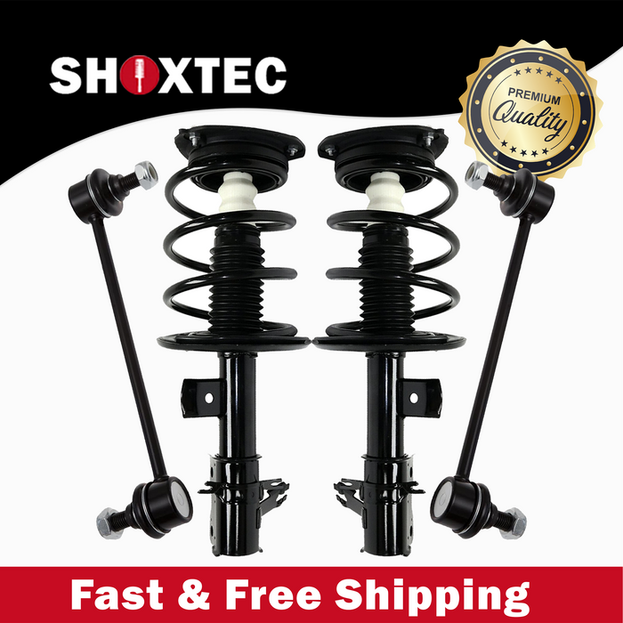 Shoxtec 4pc Front Suspension Shock Absorber Kits Replacement for 2007-2012 Nissan Altima 2.5L L4 Engine All Sedan models S Coupe models includes 2 Complete Struts 2 Front Sway Bar End Link