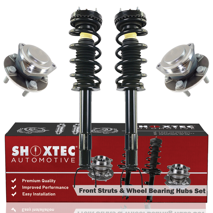 Shoxtec Front Struts Wheel Bearing Hubs Set Replacement for 2012-2014 Dodge Challenger R/T Classic; Rallye Redline; Replacement for 2012-2018 Dodge Charger RWD 3.6L V6 Repl Part No. 472665 513325
