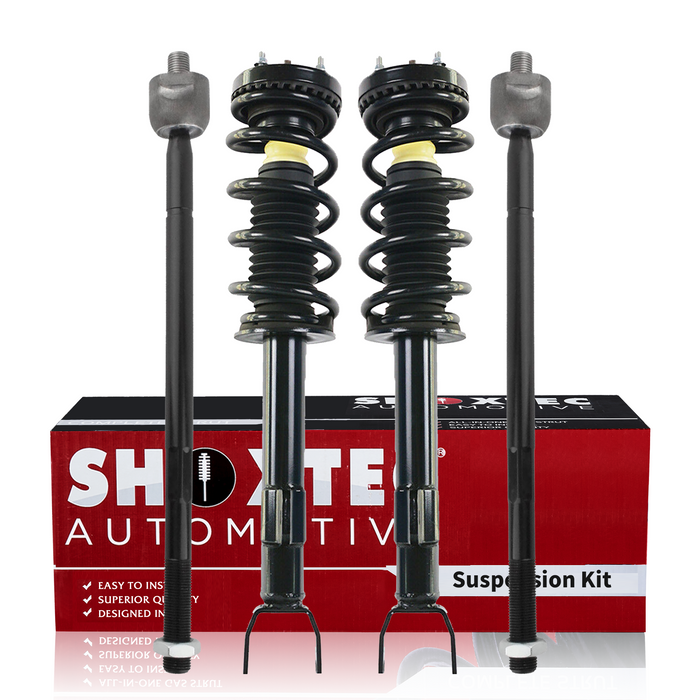 Shoxtec 4pc Front Suspension Shock Absorber Kits Replacement for 2011 Dodge Challenger 2011 Dodge Charger 14-19 Dodge Charger RWD Includes 2 Complete Struts 2 Front Inner Tie Rods