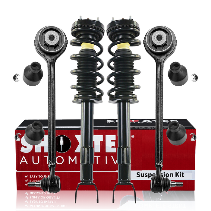 Shoxtec 4pc Front Suspension Shock Absorber Kits Replacement for 2011 Dodge Challenger 2011 Dodge Charger 14-19 Dodge Charger RWD Includes 2 Complete Struts 2 Front Control Arm and Ball Joint Assembly