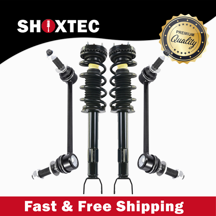 Shoxtec 4pc Front Suspension Shock Absorber Kits Replacement for 2011 Dodge Challenger 2011 Dodge Charger 14-19 Dodge Charger RWD Includes 2 Complete Struts 2 Front Sway Bars End Link