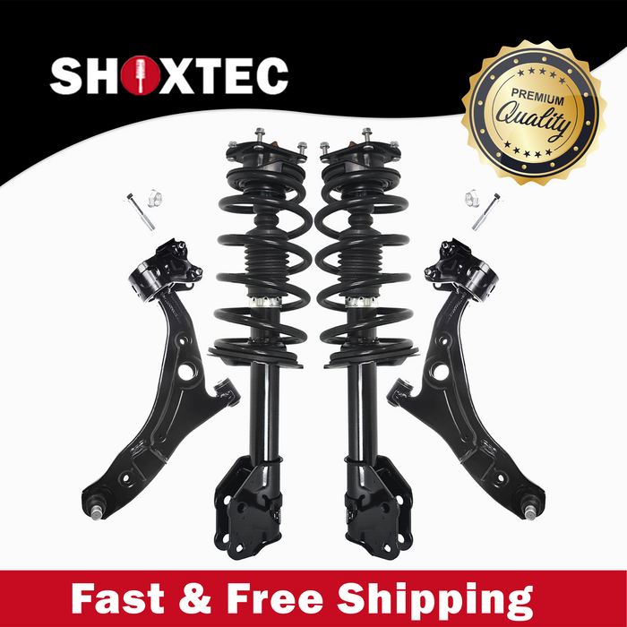 Shoxtec 4pc Front Suspension Shock Absorber Kits Replacement for 11-14 Ford Edge Fits SubModels with 3.5L V6 and 3.7L V6 Engine Includes 2 Complete Struts 2 Front Lower Control Arm and Ball Joint Assembly